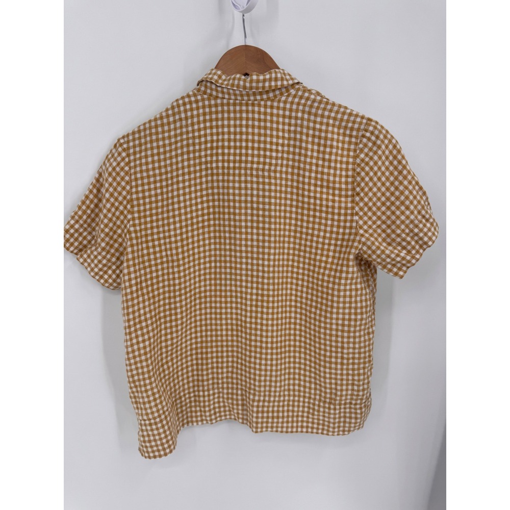 Everlane Linen Gingham Two Piece Set Womens 4/M Yellow Button Down Shorts - Picture 7 of 13